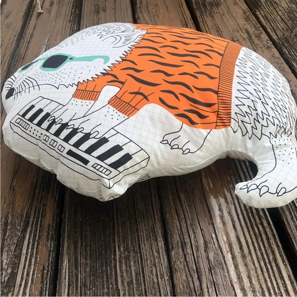 IKEA Thorine Hedgehog Pillow Playing Keyboard Piano Plush 17x12 Orange Black NEW